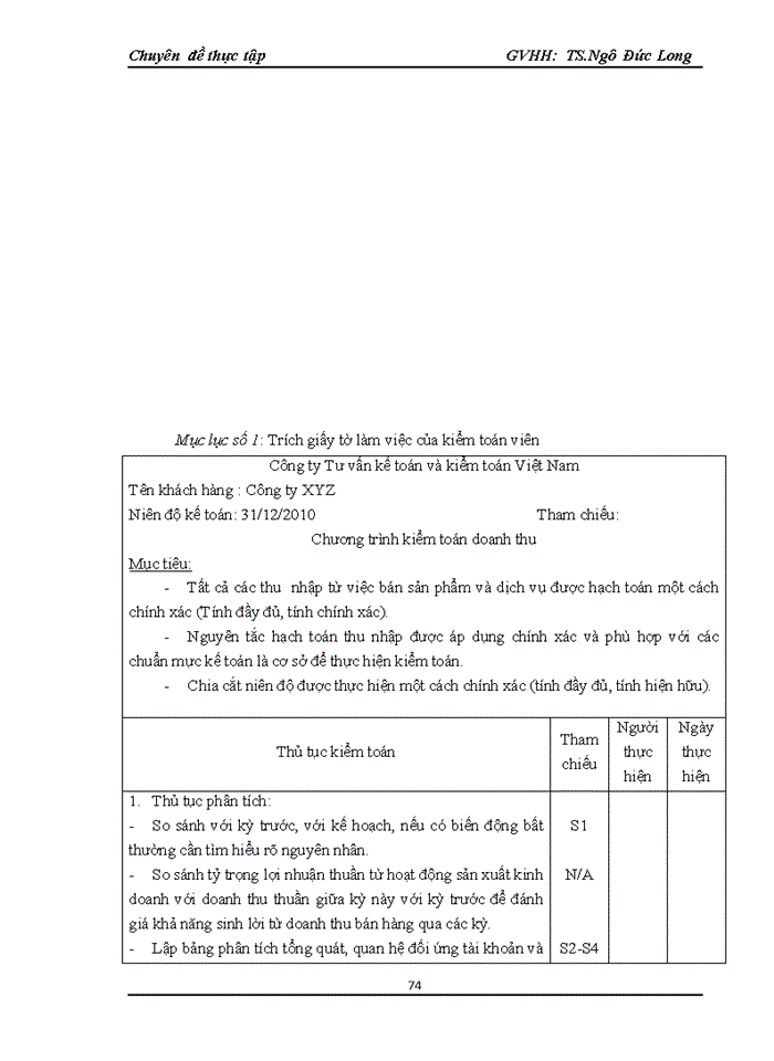 image for page Vận dụng quy trình kiểm toán vào kiểm toán khoản mục doanh thu trong kiểm toán Báo cáo tài chính do Công ty Trách nhiệm hữu hạn Tư vấn kế toán và kiểm toán Việt Nam thực hiện