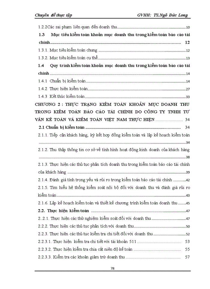 image for page Vận dụng quy trình kiểm toán vào kiểm toán khoản mục doanh thu trong kiểm toán Báo cáo tài chính do Công ty Trách nhiệm hữu hạn Tư vấn kế toán và kiểm toán Việt Nam thực hiện