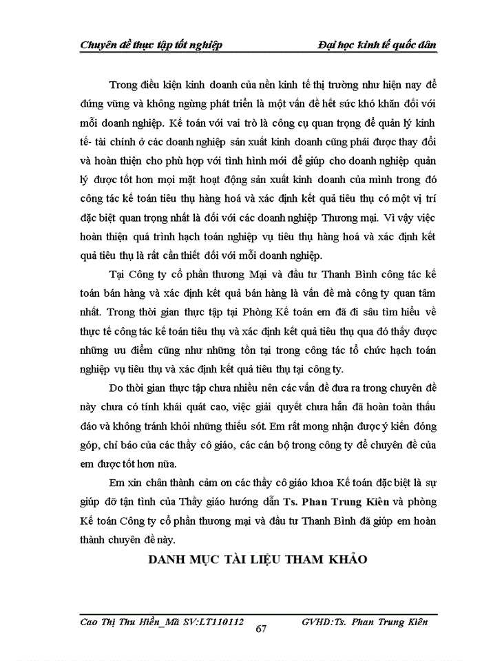 image for page Hoàn thiện kế toán bán hàng và xác định kết quả kinh doanh tại Công ty Cổ phần thương mại và đầu tư Thanh Bình