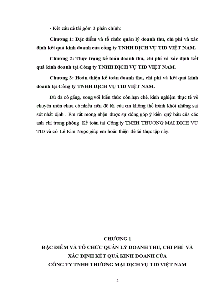 image for page Thực trạng kế toán doanh thu chi phí và xác định kết quả kinh doanh tại Công ty Trách nhiệm hữu hạn DỊCH VỤ TID VIỆT NAM