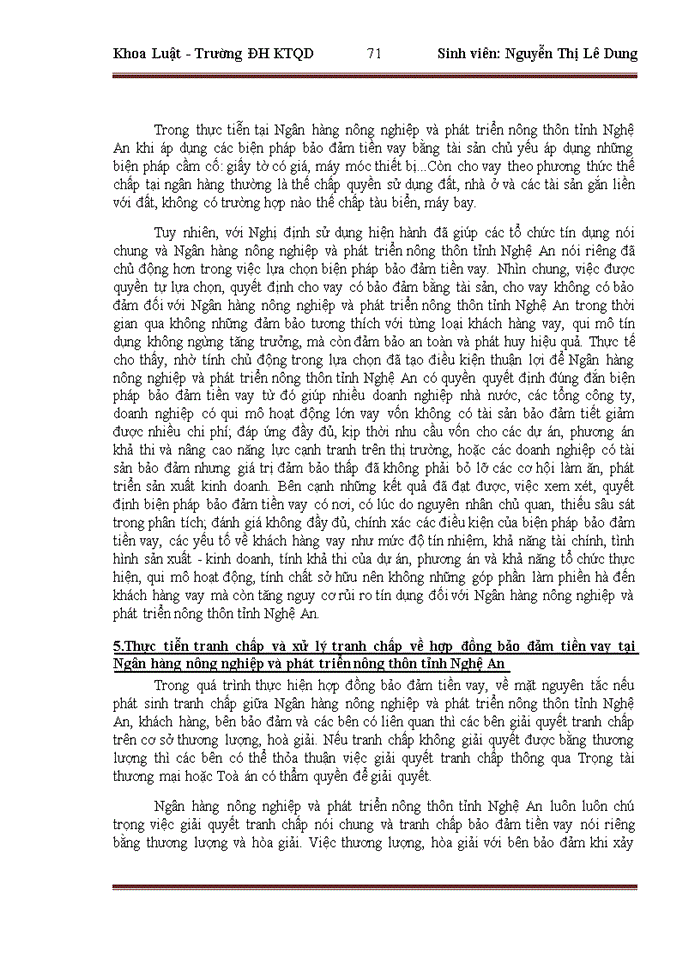 image for page Chế độ pháp lý về bảo đảm tiền vay và thực tiễn áp dụng tại Ngân hàng No PTNT tỉnh Nghệ An