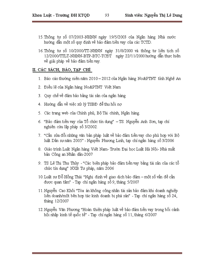 image for page Chế độ pháp lý về bảo đảm tiền vay và thực tiễn áp dụng tại Ngân hàng No PTNT tỉnh Nghệ An