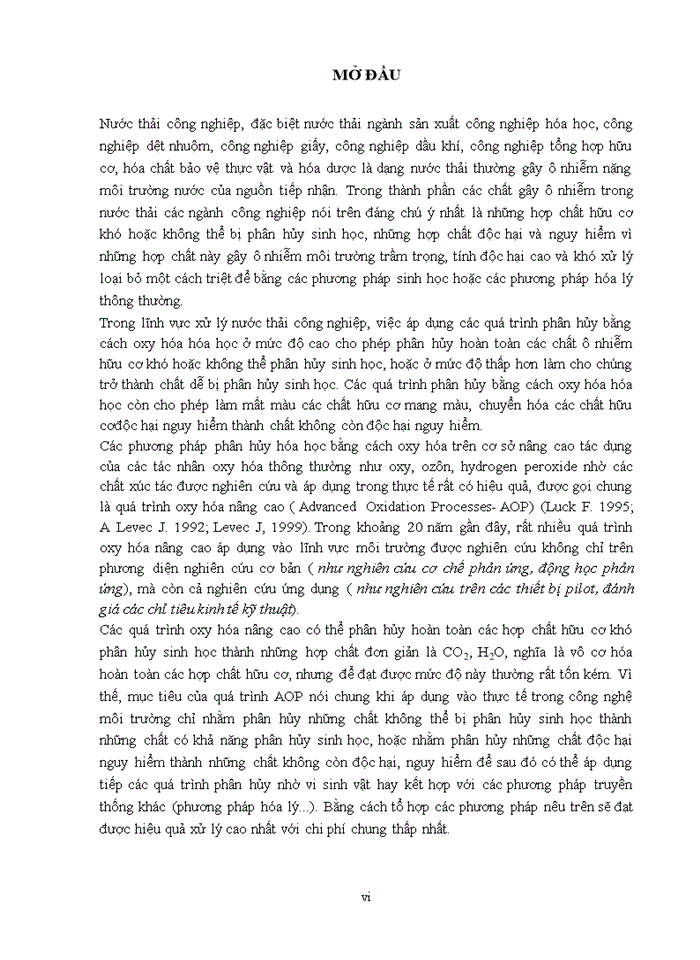 image for page Báo cáo Nghiên cứu ứng dụng các phương pháp oxy hóa tiên tiến AOP trong xử lý nước thải chứa các hợp chất hữu cơ khó phân hủy sinh học