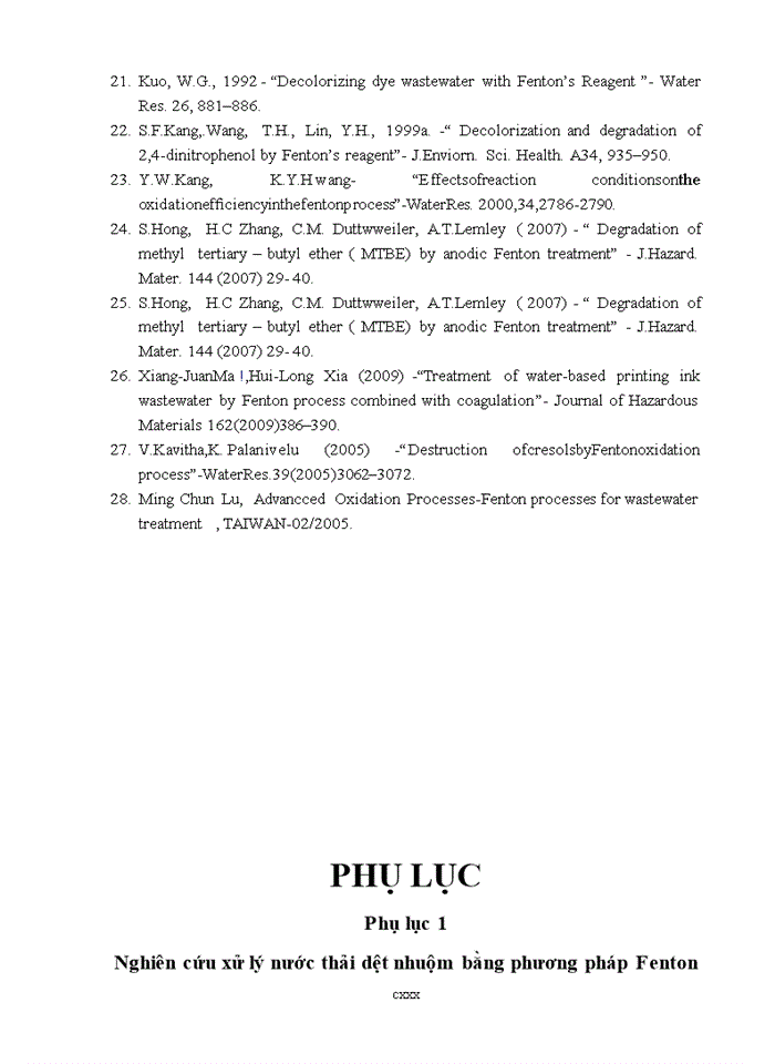 image for page Báo cáo Nghiên cứu ứng dụng các phương pháp oxy hóa tiên tiến AOP trong xử lý nước thải chứa các hợp chất hữu cơ khó phân hủy sinh học