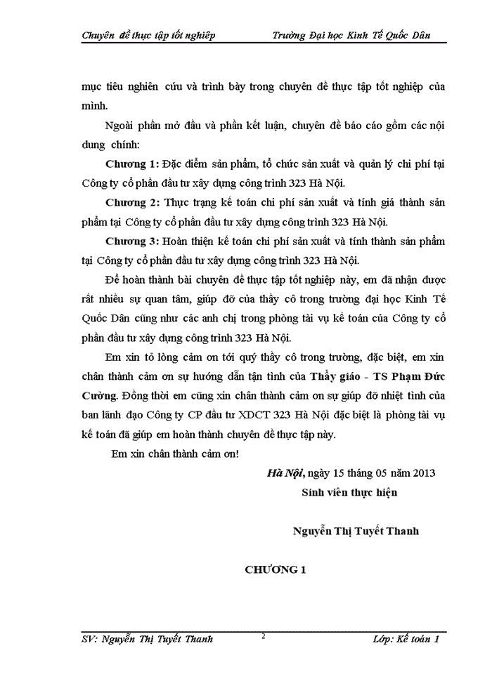 image for page Hoàn thiện kế toán chi phí sản xuất và tính giá thành sản phẩm tại Công ty cổ phần đầu tư xây dựng công trình 323 Hà Nội