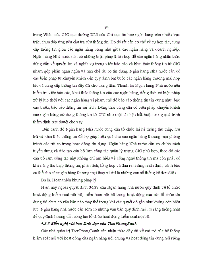 image for page Nghiên cứu về kiểm soát nội bộ đối với hoạt động tín dụng tại NH Thương mại Cổ phần Tiên Phong