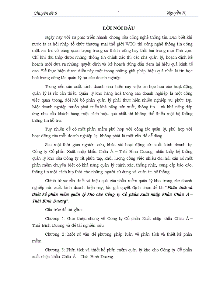 image for page Phân tích và thiết kế phần mềm quản lý kho cho Công ty Cổ phần xuất nhập khẩu Châu Á Thái Bình Dương