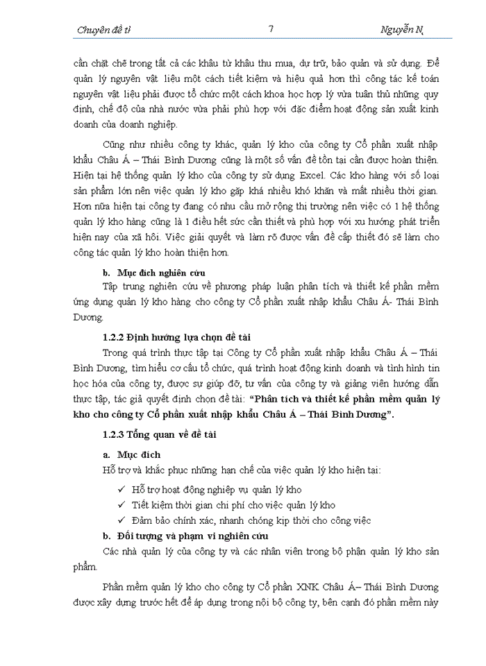 image for page Phân tích và thiết kế phần mềm quản lý kho cho Công ty Cổ phần xuất nhập khẩu Châu Á Thái Bình Dương
