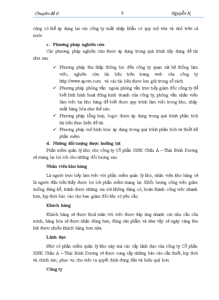 image for page Phân tích và thiết kế phần mềm quản lý kho cho Công ty Cổ phần xuất nhập khẩu Châu Á Thái Bình Dương