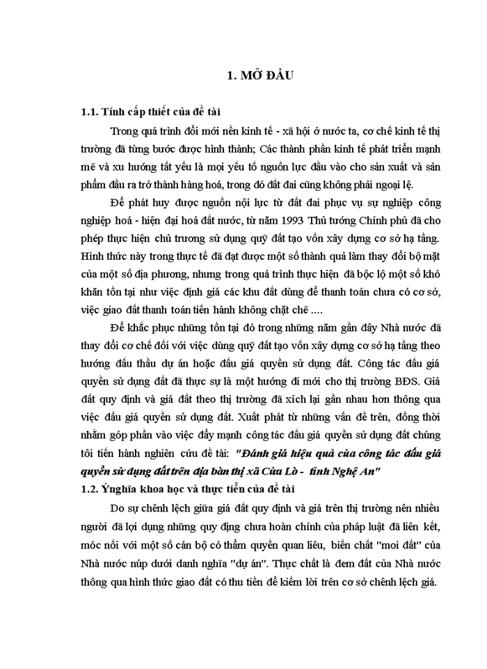 image for page Đánh giá hiệu quả của công tác đấu giá quyền sử dụng đất trên địa bàn thị xã Cửa Lò - tỉnh Nghệ An