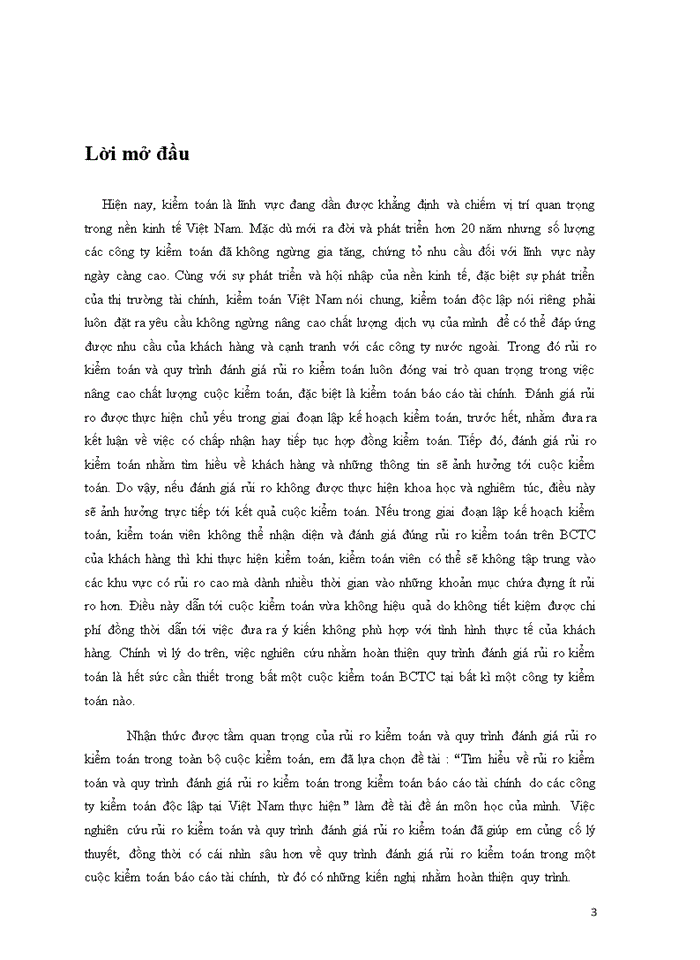 Tìm hiểu về rủi ro kiểm toán và quy trình đánh giá rủi ro kiểm toán trong kiểm toán Báo cáo tài chính do các công ty kiểm toán độc lập tại Việt Nam thực hiện