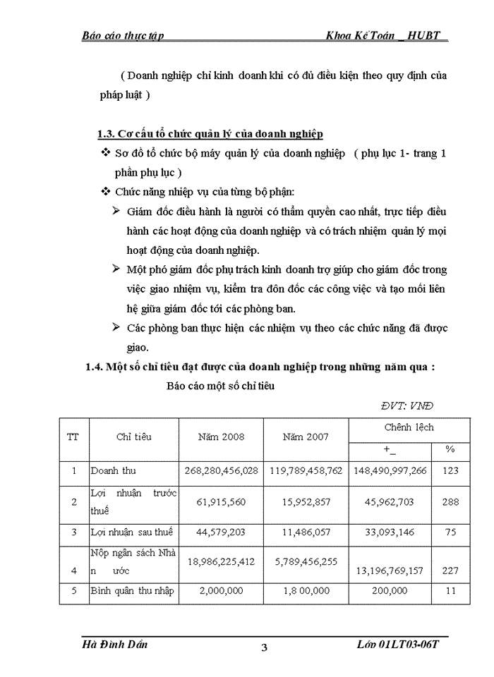 Báo cáo Doanh nghiệp thương mại tư nhân số 1