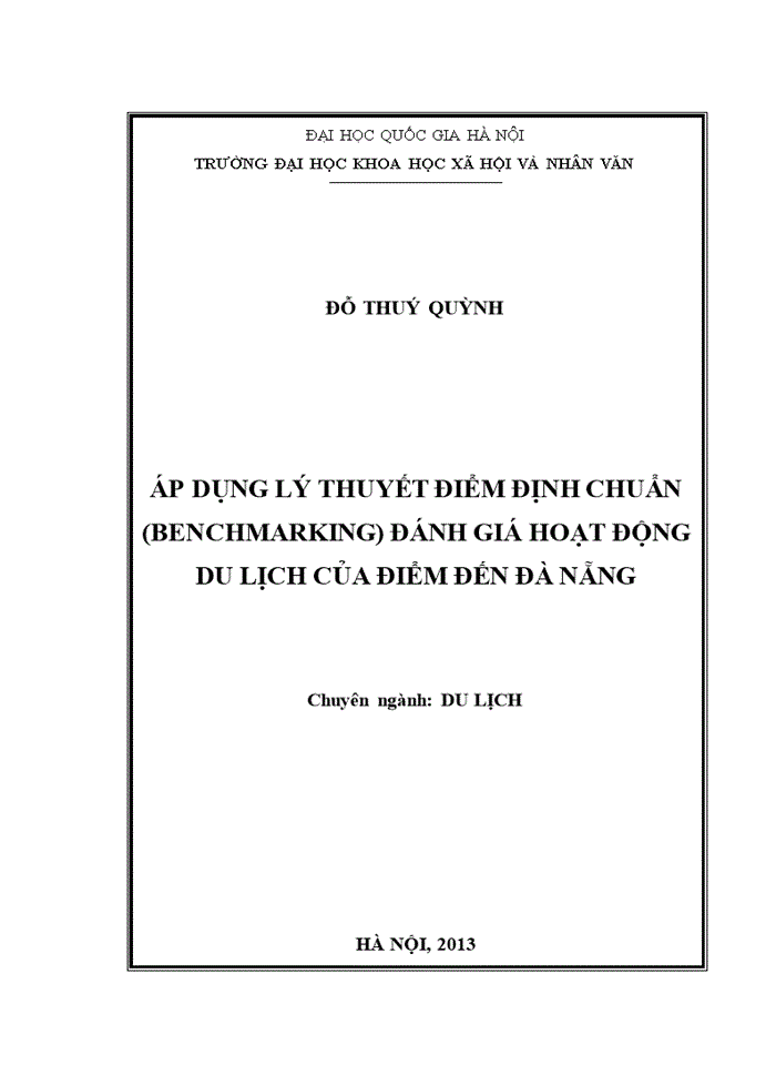 Ths Áp dụng lý thuyết điểm định chuẩn đánh giá hoạt động du lịch tại điểm đến Đà Nẵng