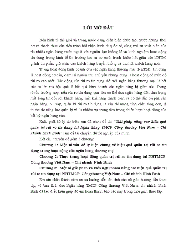 image for page Giải pháp nâng cao hiệu quả quản trị rủi ro tín dụng tại Ngân hàng Thương mại Cổ phần Công thương Việt Nam Chi nhánh Ninh Bình