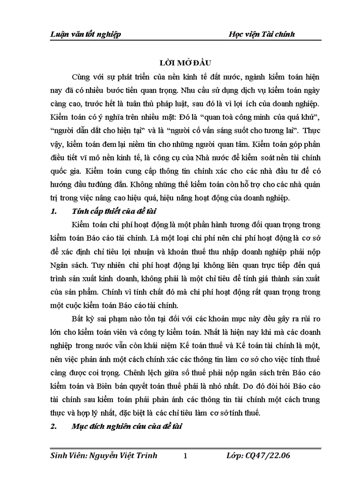 image for page Hoàn thiệnquy trình kiểm toán chi phí hoạt động trong Kiểm toán Báo cáo tài chính do Công ty Trách nhiệm hữu hạn kiểm toán tư vấn Thủ Đô thực hiện