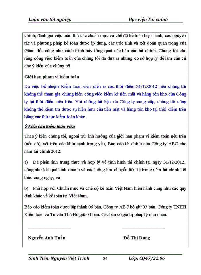 image for page Hoàn thiệnquy trình kiểm toán chi phí hoạt động trong Kiểm toán Báo cáo tài chính do Công ty Trách nhiệm hữu hạn kiểm toán tư vấn Thủ Đô thực hiện