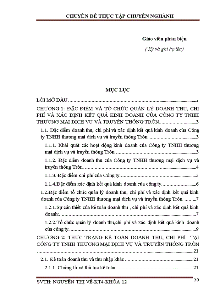 image for page Kế toán doanh thu chi phí và xác định kết quả kinh doanh tại Công ty Trách nhiệm hữu hạn thương mại dịch vụ và truyền thông Tròn