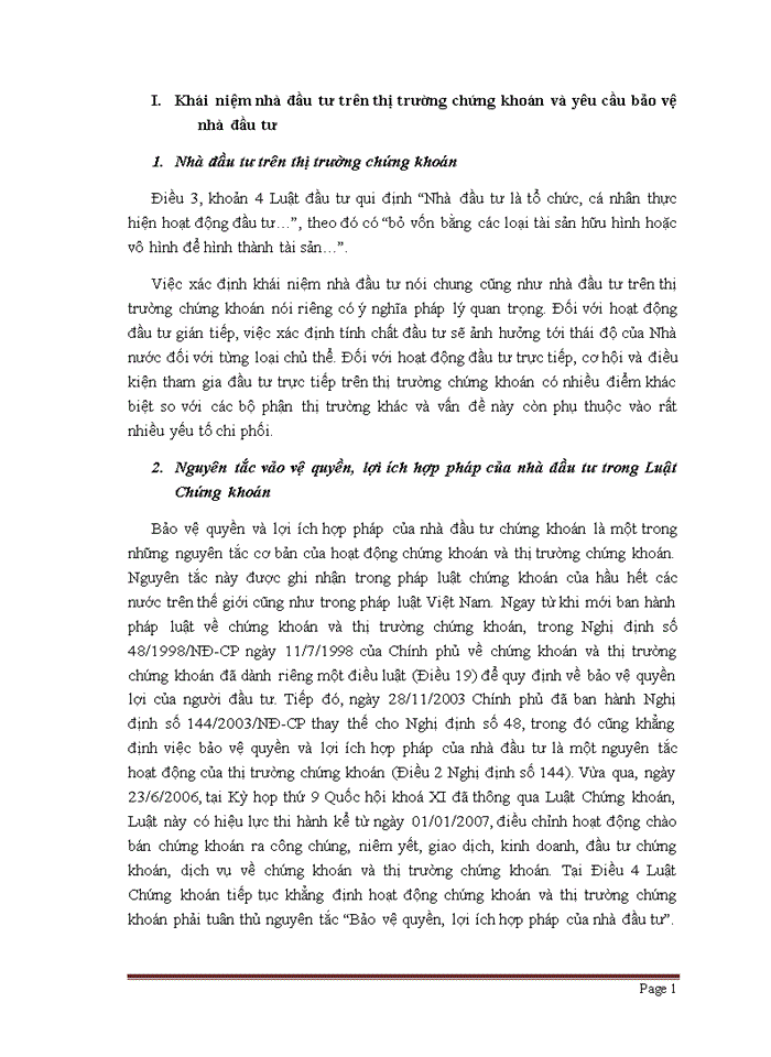 image for page Khái niệm nhà đầu tư trên thị trường chứng khoán và yêu cầu bảo vệ nhà đầu tư