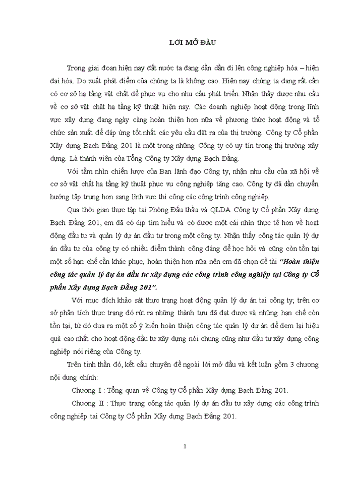 image for page Hoàn thiện công tác quản lý dự án đầu tư xây dựng các công trình công nghiệp tại Công ty Cổ phần Xây dựng Bạch Đằng 201
