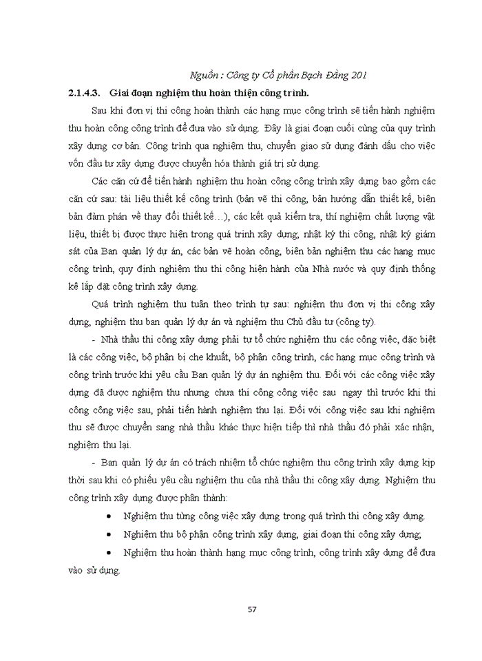 image for page Hoàn thiện công tác quản lý dự án đầu tư xây dựng các công trình công nghiệp tại Công ty Cổ phần Xây dựng Bạch Đằng 201
