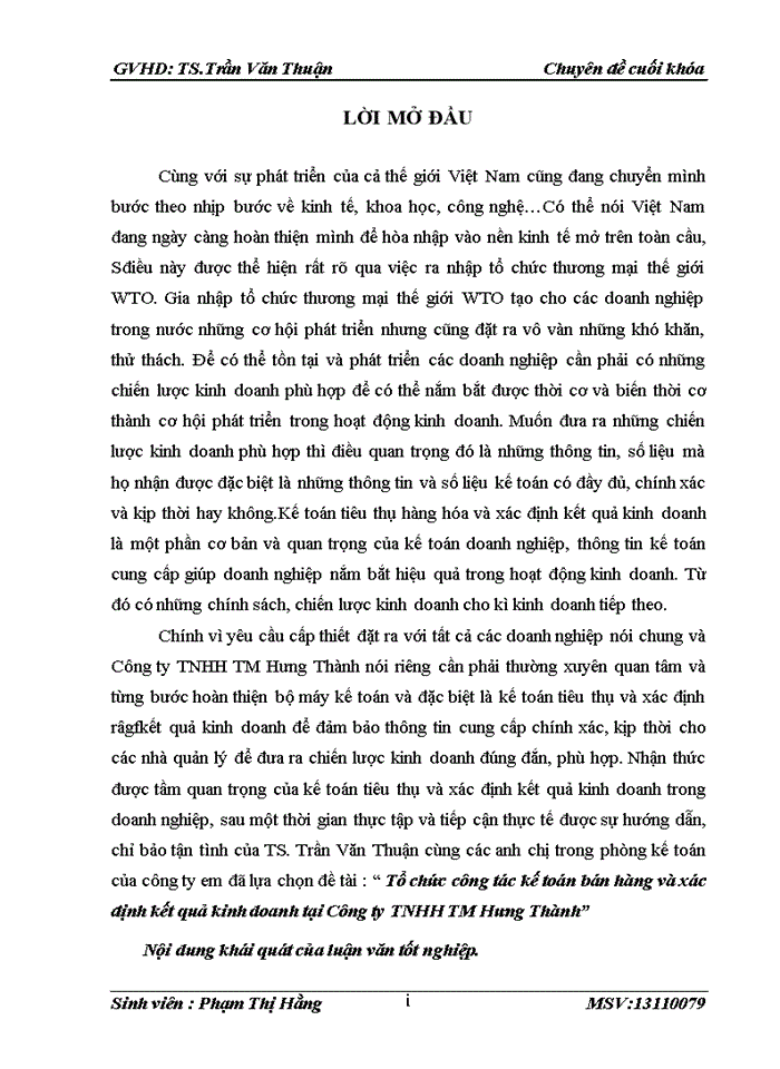 image for page Tổ chức công tác kế toán bán hàng và xác định kết quả kinh doanh tại Công ty Trách nhiệm hữu hạn Thương mại Hưng Thành