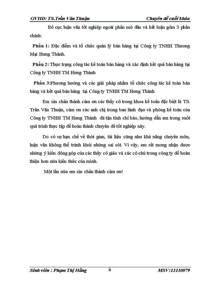 image for page Tổ chức công tác kế toán bán hàng và xác định kết quả kinh doanh tại Công ty Trách nhiệm hữu hạn Thương mại Hưng Thành