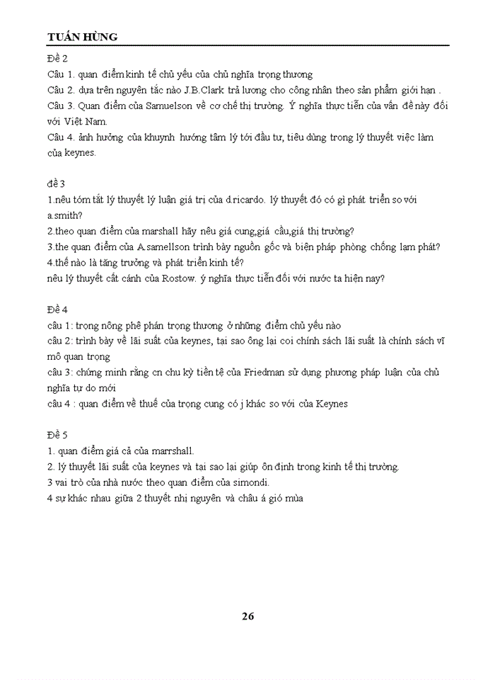 image for page Tổng hợp đề thi Lịch sử học thuyết kinh tế