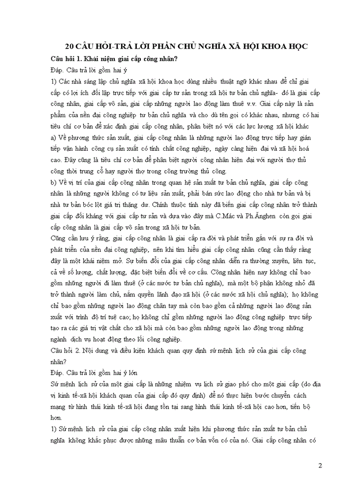 image for page 20 CÂU HỎI-TRẢ LỜI PHẦN CHỦ NGHĨA XÃ HỘI KHOA HỌC