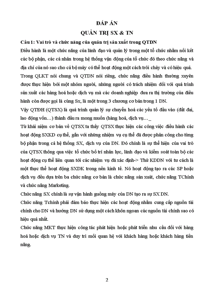 image for page Câu hỏi ôn thi quản trị sản xuất Tác nghiệp