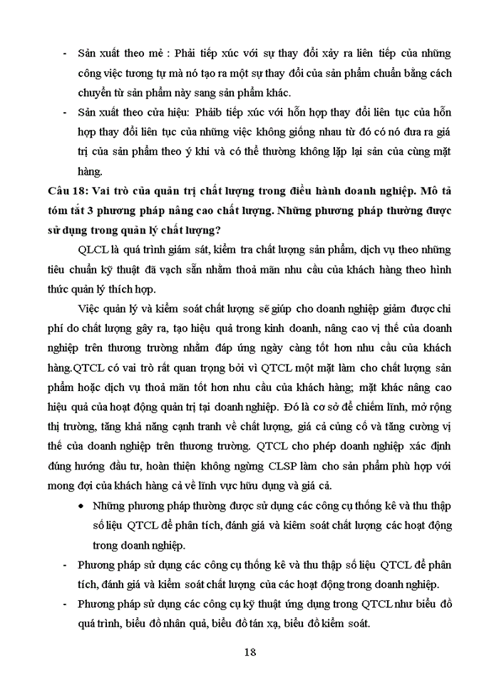 image for page Câu hỏi ôn thi quản trị sản xuất Tác nghiệp