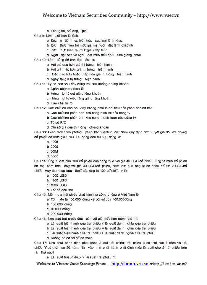 500 Câu thị trường trứng khoán