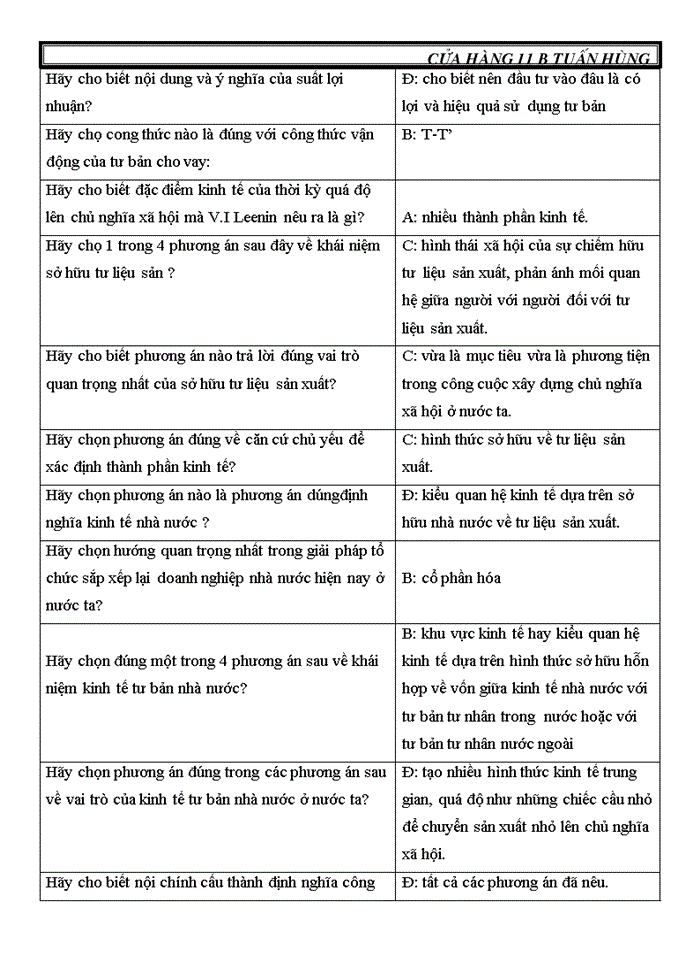 image for page Trắc nghiệm nguyên lý mác ii Theo vần a b c