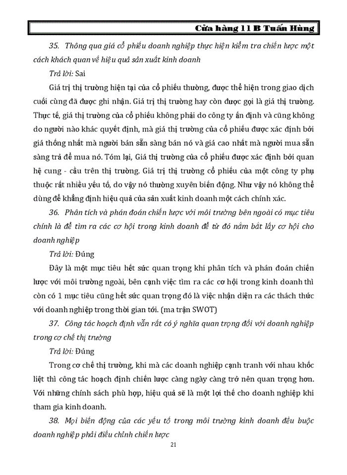 image for page TRẮC NGHIỆM QUẢN TRỊ CHIẾN LƯỢC