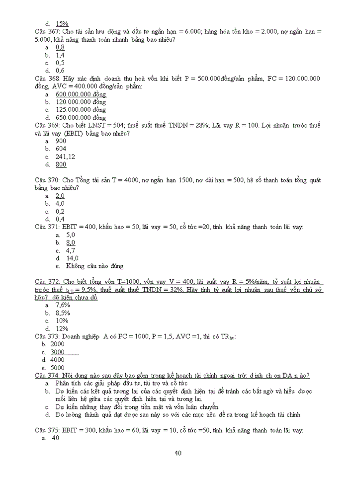 image for page TRẮC NGHIỆM QUẢN TRỊ TÀI CHÍNH DOANH NGHIỆP CÓ ĐÁP ÁN