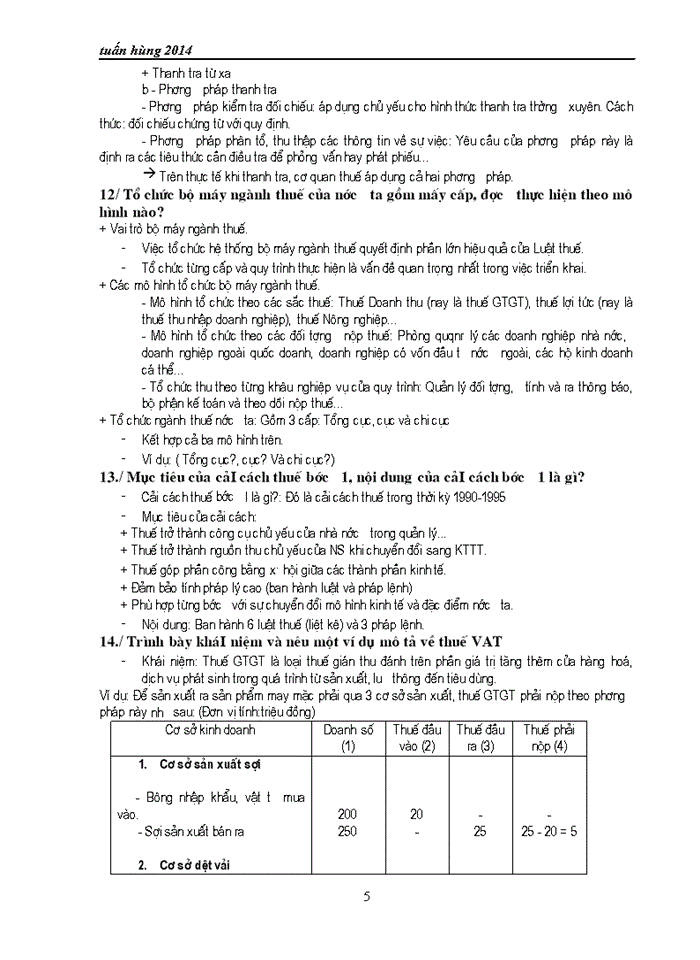 55 C u hái n tËp vµ Ò c ng s bé Về thuế