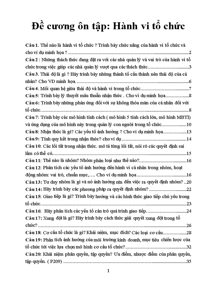 73 câu trắc nghiệm Hành vi tổ chức  P2  Vietlod