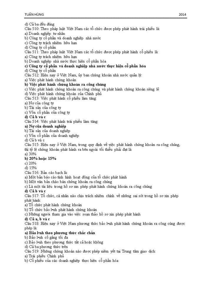 image for page 500 CÂU HỎI TRẮC NGHIỆM CƠ BẢN VỀ CHỨNG KHOÁN VÀ THỊ TRƯỜNG CHỨNG KHOÁN