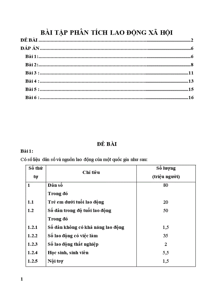BÀI TẬP PHÂN TÍCH LAO ĐỘNG XÃ HỘI