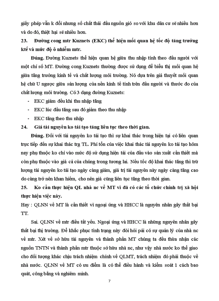 image for page TRẮC NGHIỆM ĐÚNG SAI KINH TẾ MÔI TRƯỜNG