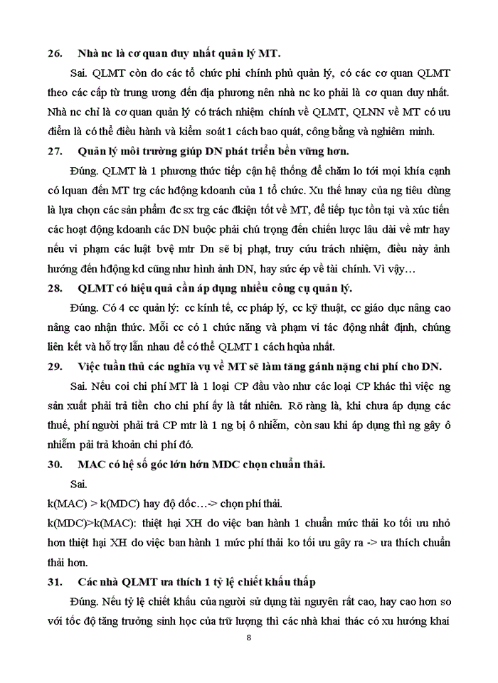 image for page TRẮC NGHIỆM ĐÚNG SAI KINH TẾ MÔI TRƯỜNG