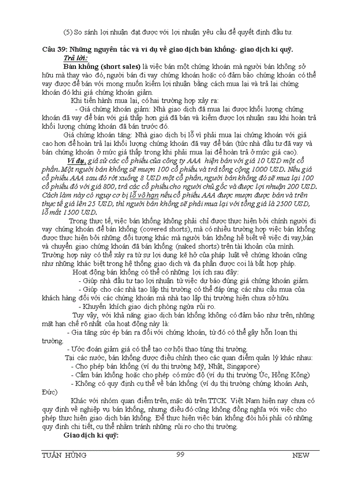 image for page 41 CÂU HỎI LÝ THUYẾT VÀ BÌNH LUẬN VỀ THỊ TRƯỜNG CHỨNG KHOÁN