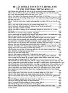 41 CÂU HỎI LÝ THUYẾT VÀ BÌNH LUẬN VỀ THỊ TRƯỜNG CHỨNG KHOÁN