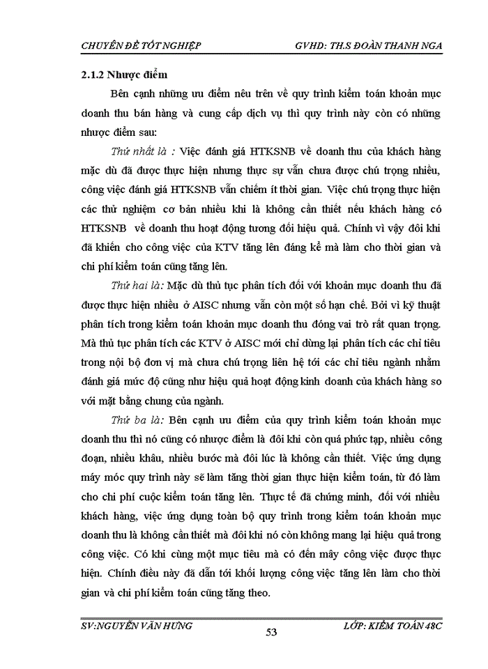 image for page Hoàn thiện quy trình kiểm toán khoản mục doanh thu bán hàng và cung cấp dịch vụ trong kiểm toán Báo cáo tài chính do Công ty Trách nhiệm hữu hạn Kiểm toán và Dịch vụ Tin học Thành phố Hồ Chí Minh thực hiện