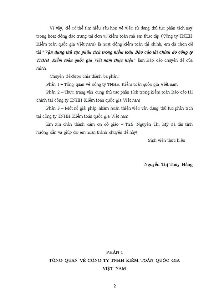 image for page Vận dụng thủ tục phân tích trong kiểm toán Báo cáo tài chính do công ty Trách nhiệm hữu hạn Kiểm toán quốc gia Việt nam thực hiện