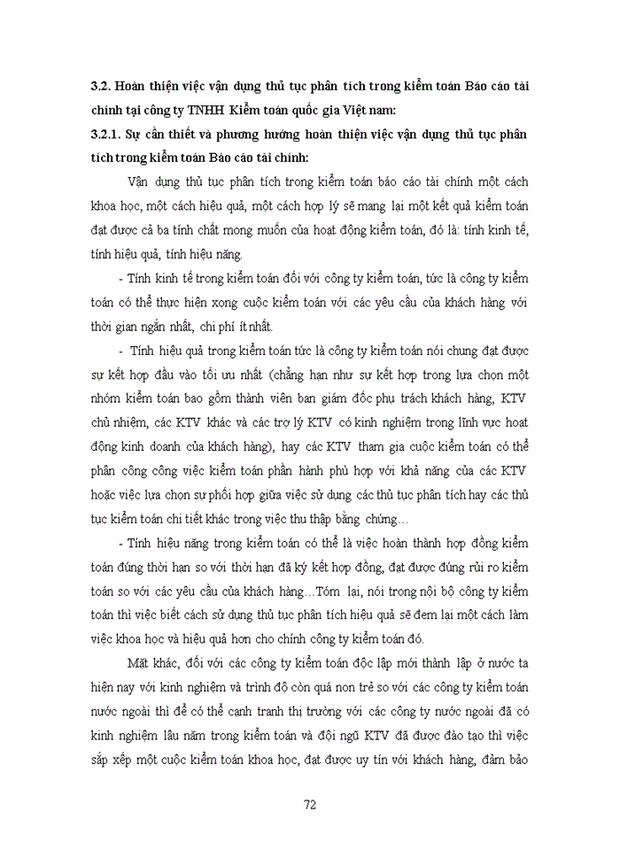 image for page Vận dụng thủ tục phân tích trong kiểm toán Báo cáo tài chính do công ty Trách nhiệm hữu hạn Kiểm toán quốc gia Việt nam thực hiện