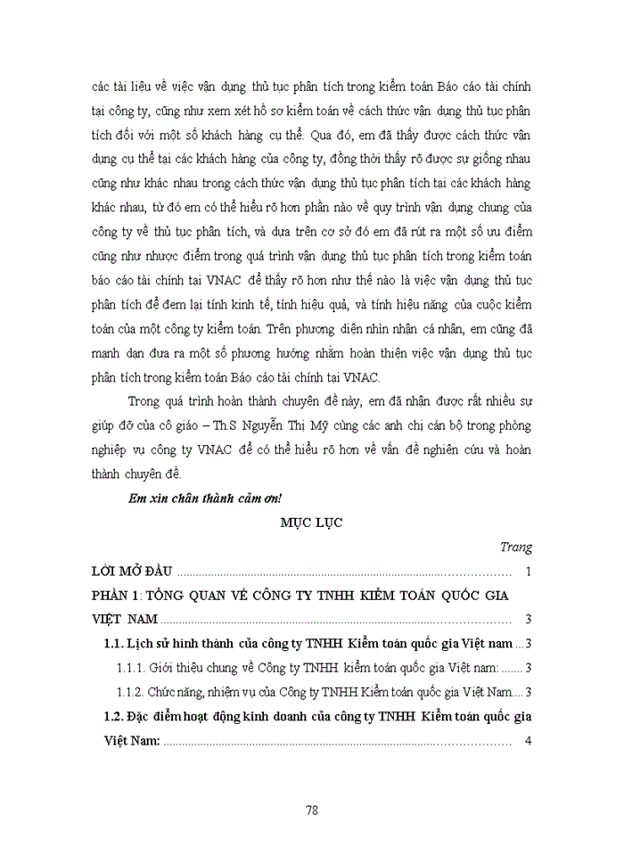 image for page Vận dụng thủ tục phân tích trong kiểm toán Báo cáo tài chính do công ty Trách nhiệm hữu hạn Kiểm toán quốc gia Việt nam thực hiện