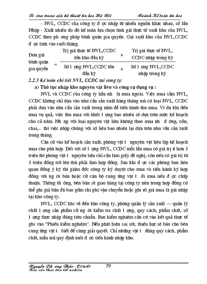 image for page Kế toán nguyên vật liệu và công cụ dụng cụ