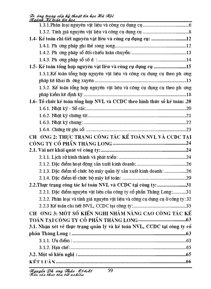image for page Kế toán nguyên vật liệu và công cụ dụng cụ