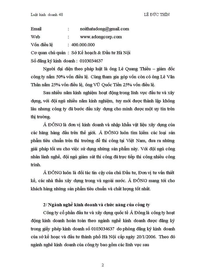 image for page Báo cáo Công ty Cổ phần ĐẦU TƯ XÂY DỰNG QUỐC TẾ Á ĐÔNG