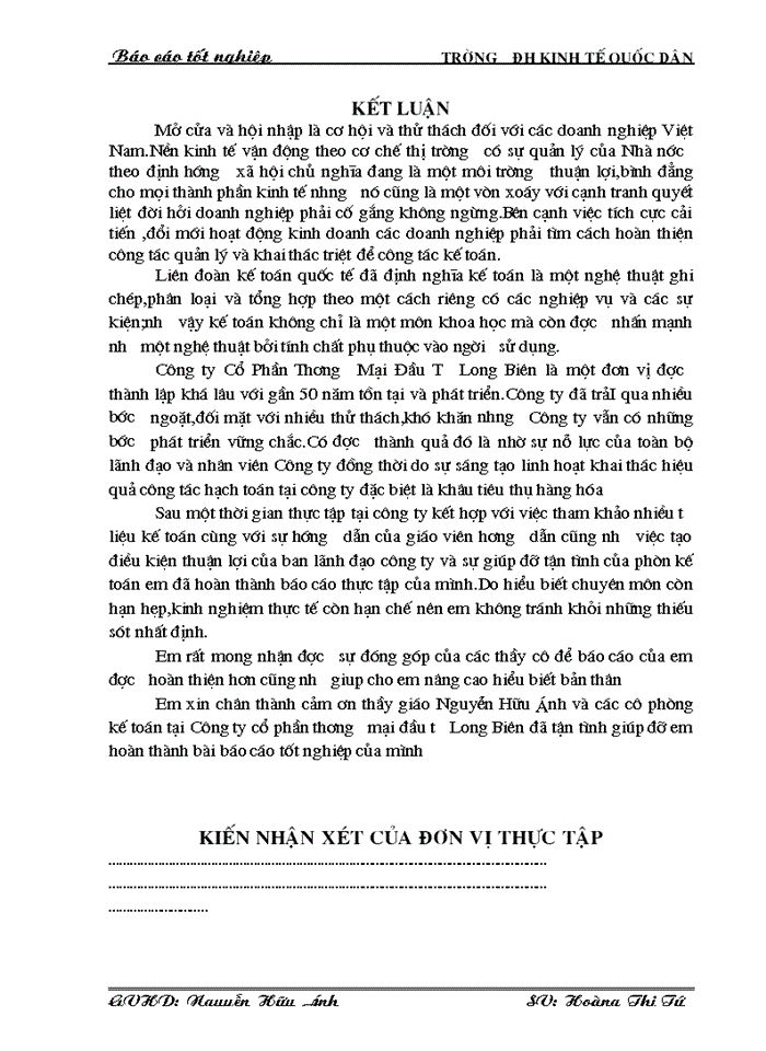 image for page Hoàn thiện kế toán Bán hàng và xác định kết quả kinh doanh cuả Công ty cổ phần thương mại đầu tư Long Biên